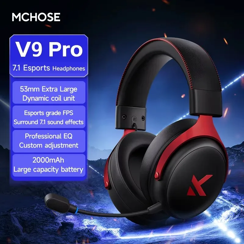 Bluetooth gaming headset with three modes and noise-reducing ear cushions