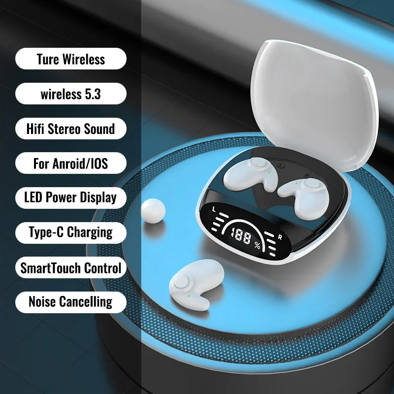 Invisible sleep earbuds with Bluetooth 5.3 and noise reduction