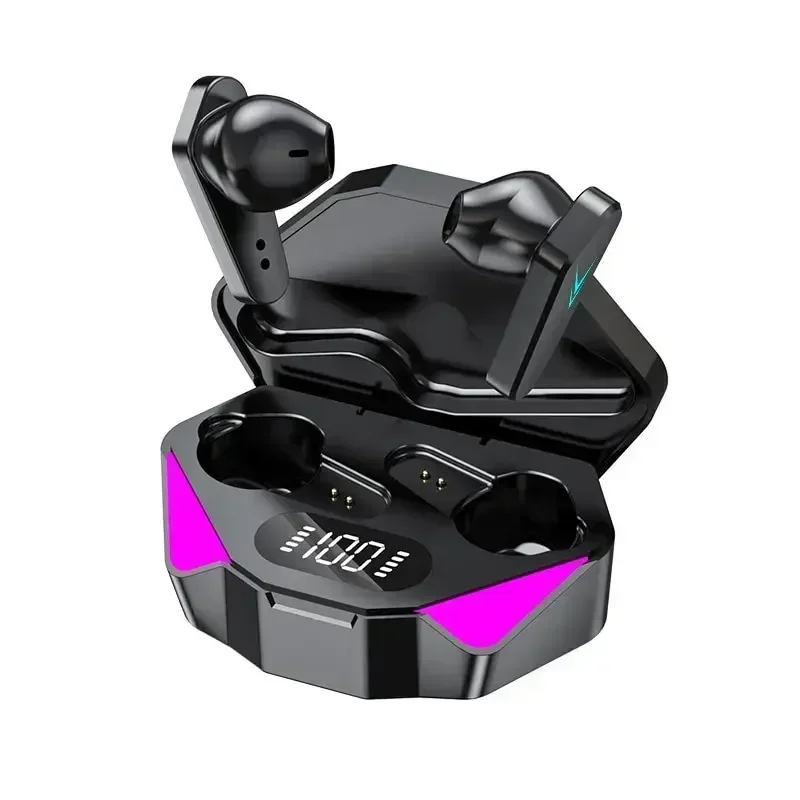 TWS wireless earbuds with built-in mic for gaming and music with charging case