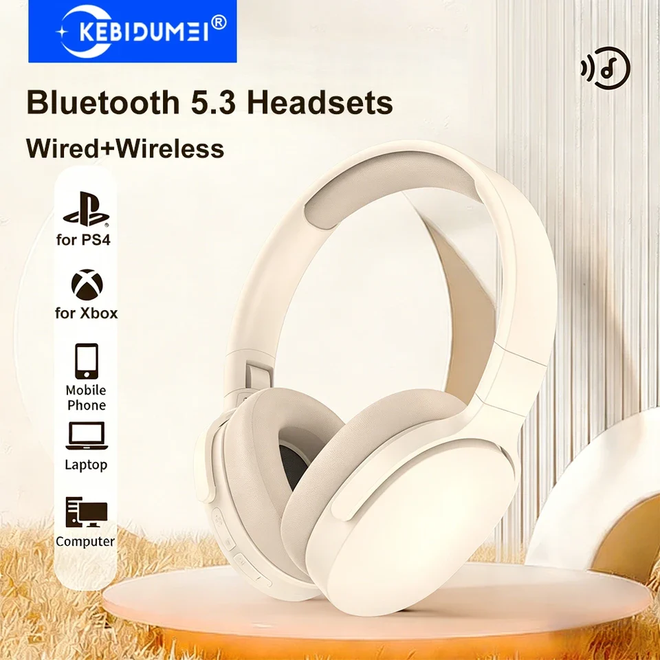 Bluetooth 5.3 gaming headset with foldable design and active noise reduction