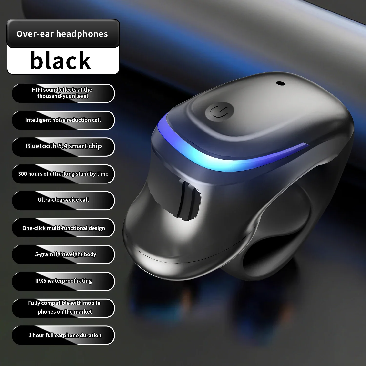 Clip-on Bluetooth earphone with bone conduction and stereo sound