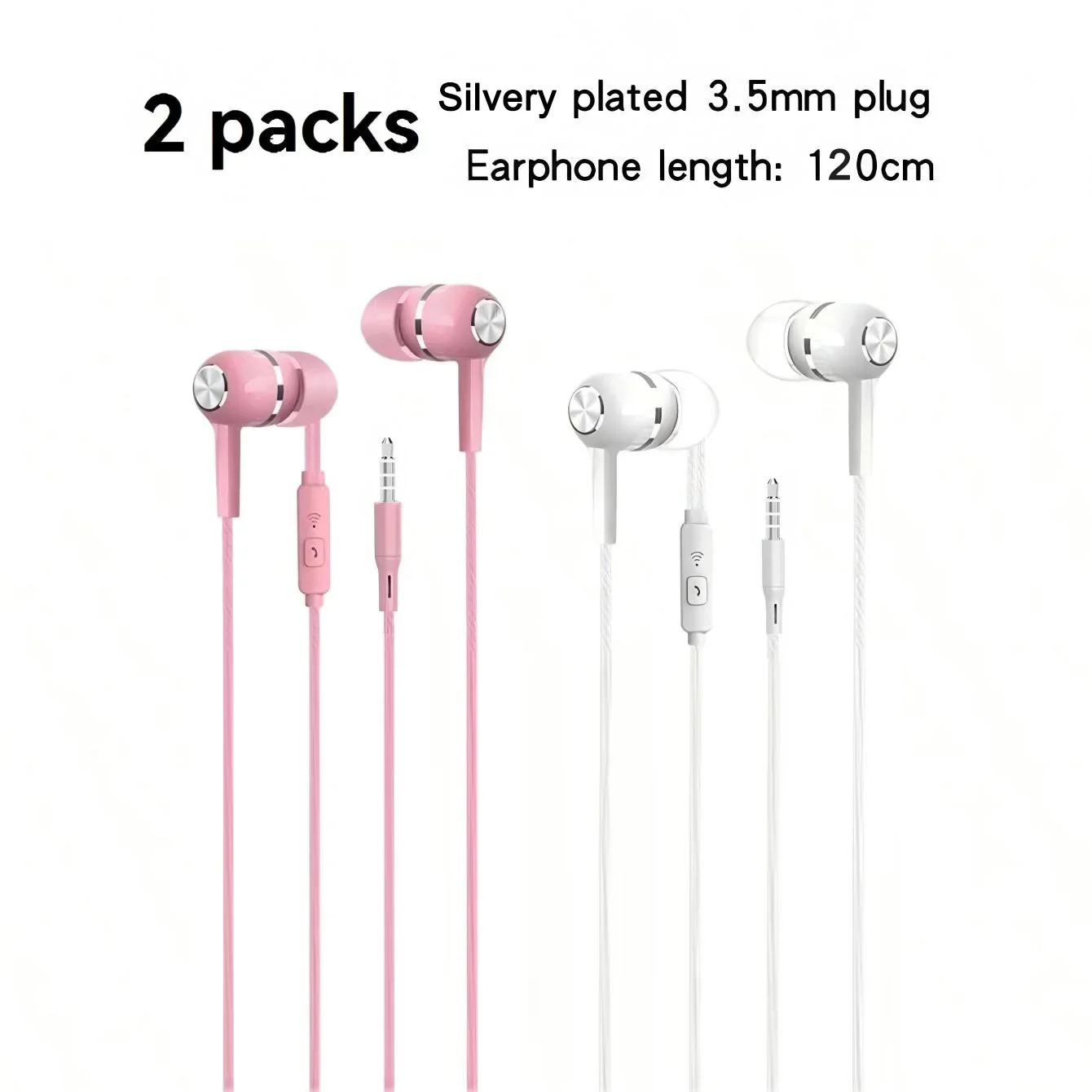 Wired in-ear headphones with 3.5mm plug and inline bass control