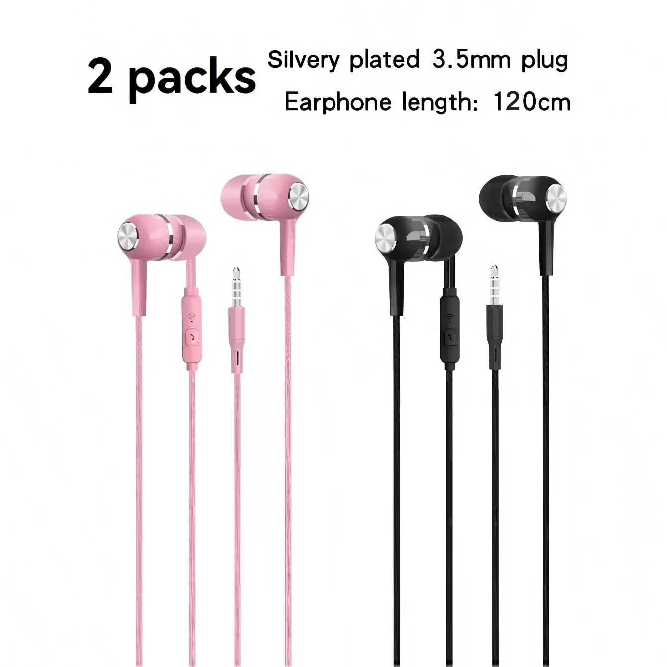 Wired in-ear headphones with 3.5mm plug and inline bass control