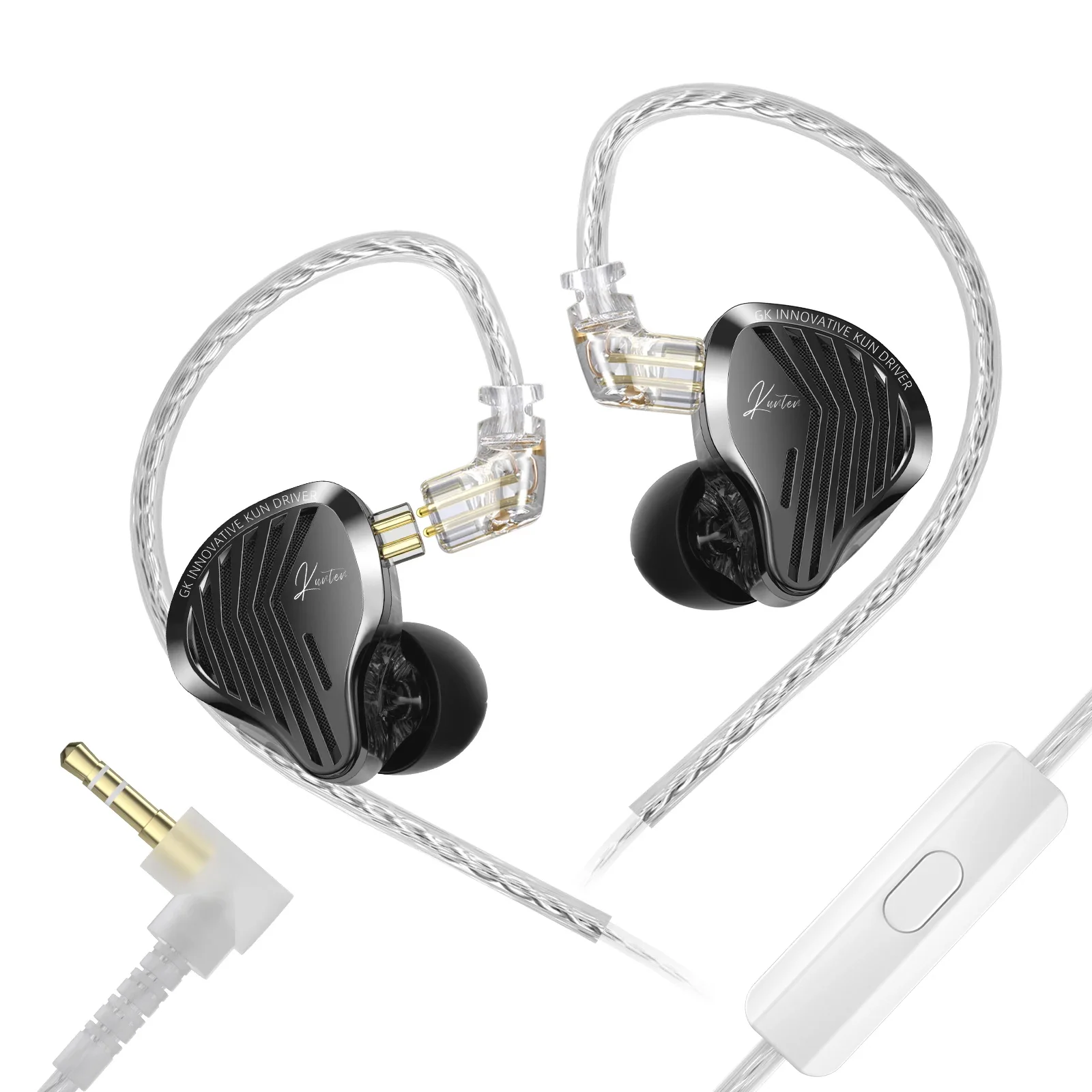 Wired Bluetooth earphones with dynamic drivers and detachable cable