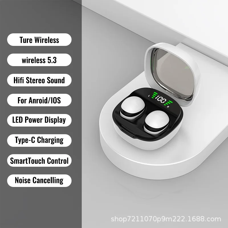Ultra-compact wireless earbuds with noise reduction and hi-fi stereo sound