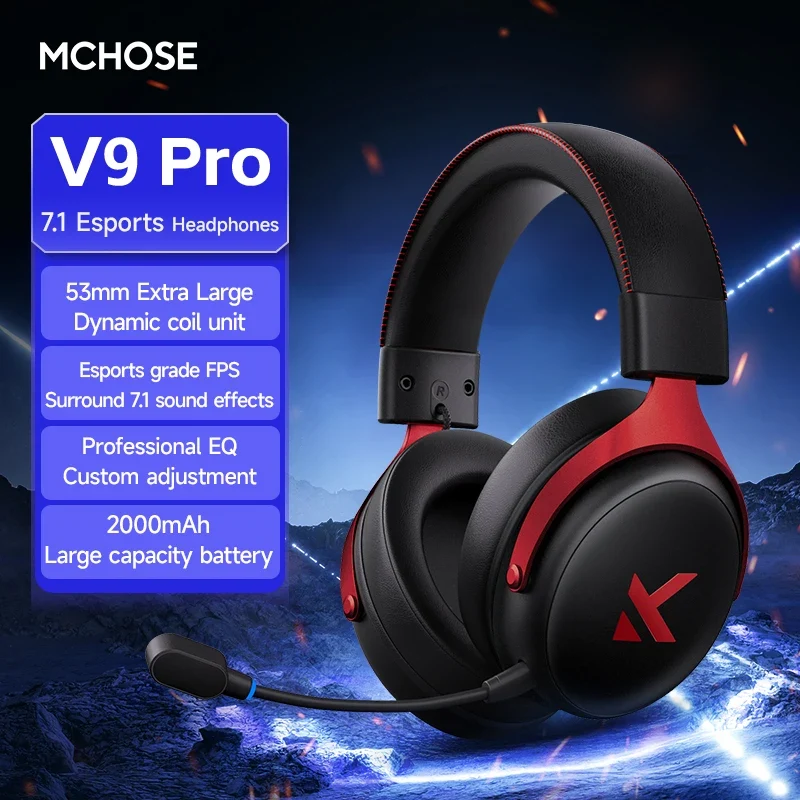 Over-ear wireless gaming headset with quad-mode connectivity