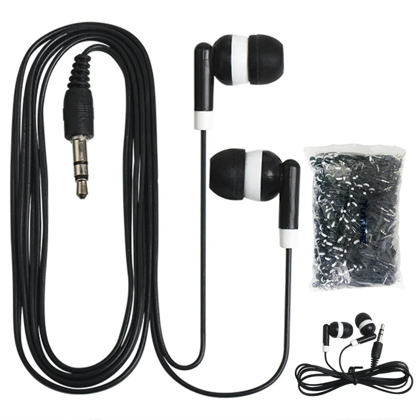 Bulk Pack of Disposable Stereo Earphones with 3.5mm Plug