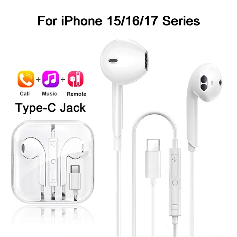 Wired in-ear earbuds with 3.5mm and USB-C compatibility for universal devices