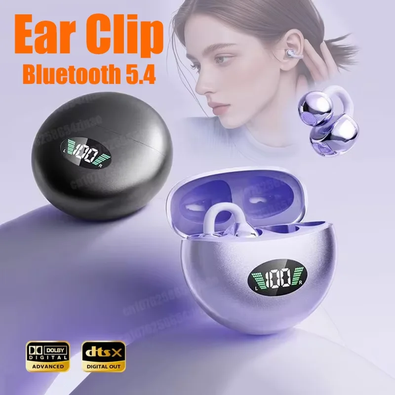 Open-ear Bluetooth clip earbuds with ENC noise cancellation