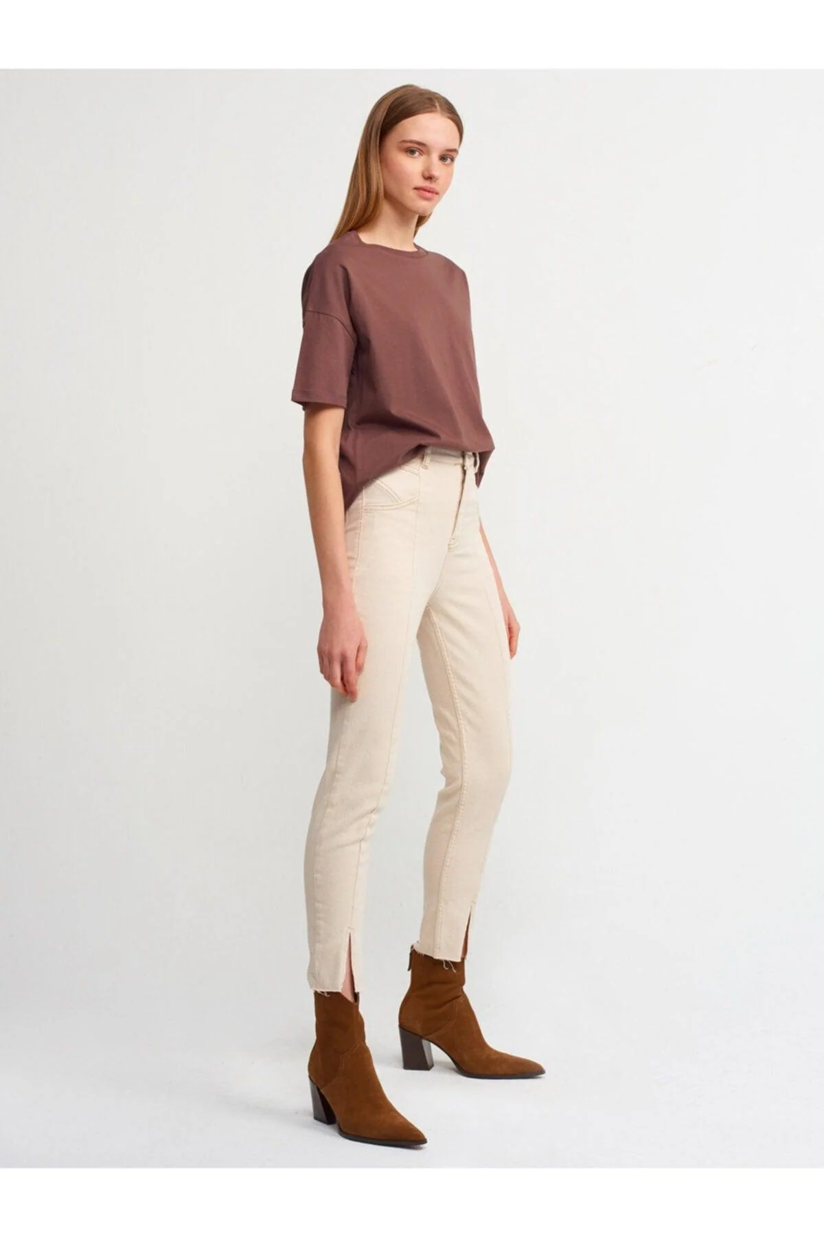 Coffee brown women's classic cotton crew neck t-shirt