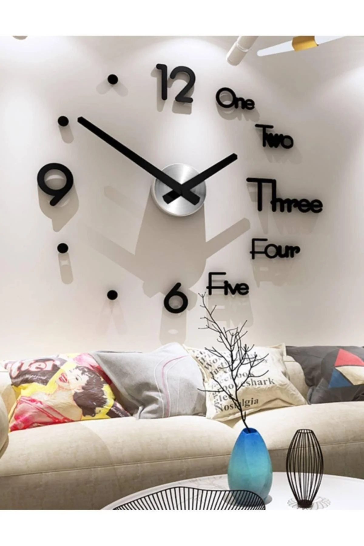 3D Wall Clock – Silent 100 cm Square Design