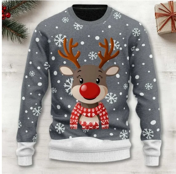 3D Printed Striped Crew Neck Pullover Sweatshirt