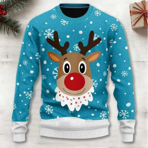 3D Printed Striped Crew Neck Pullover Sweatshirt