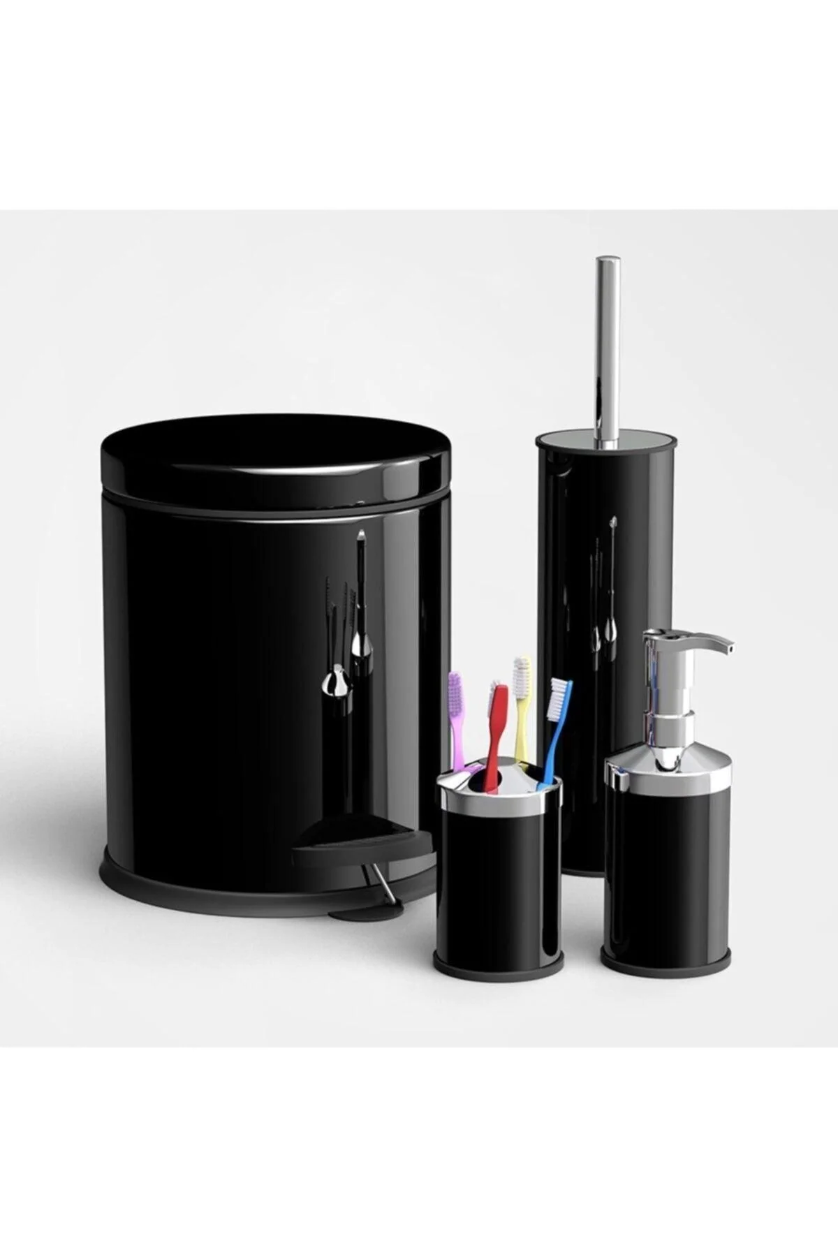 Black Bathroom Set with Four Essential Organizers and Holders