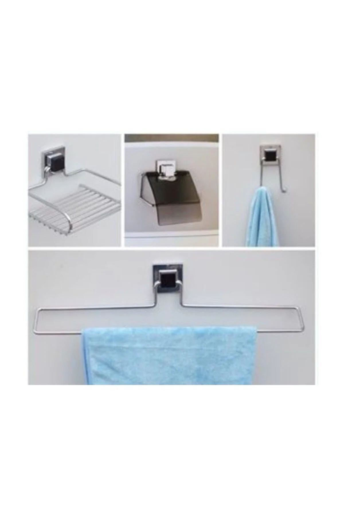 Adhesive bathroom hanger set for heavy-duty use