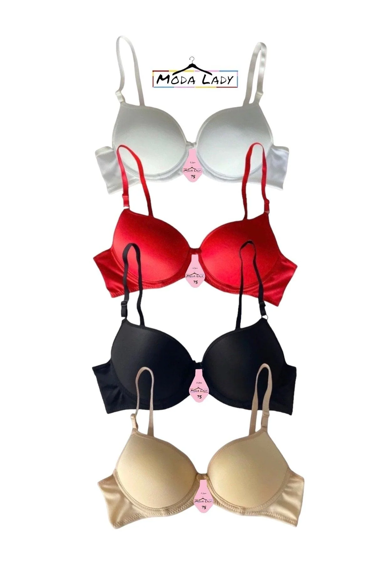 4-Pack Underwire Bras with Removable Pads