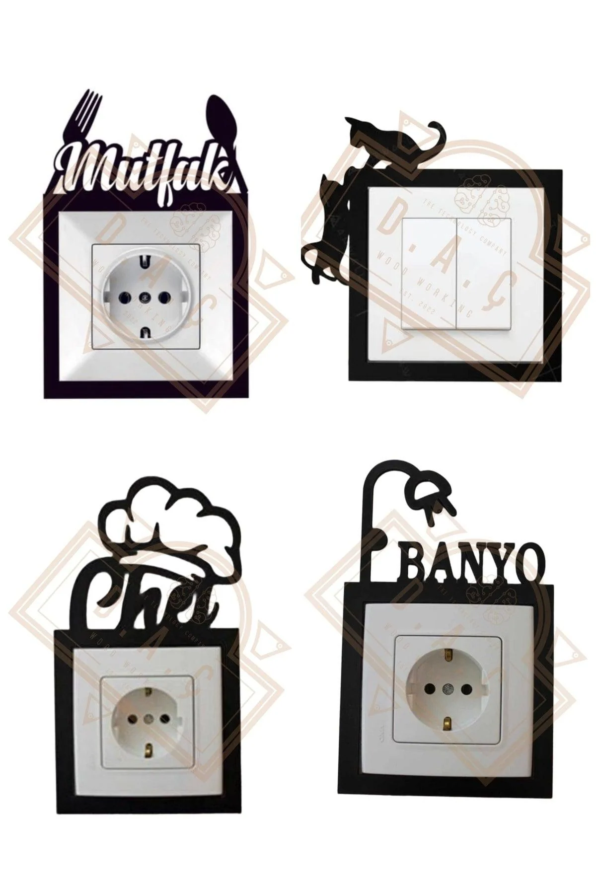 Set of 4 Black MDF Wall Frames – 3 mm Thick Decorative Panels