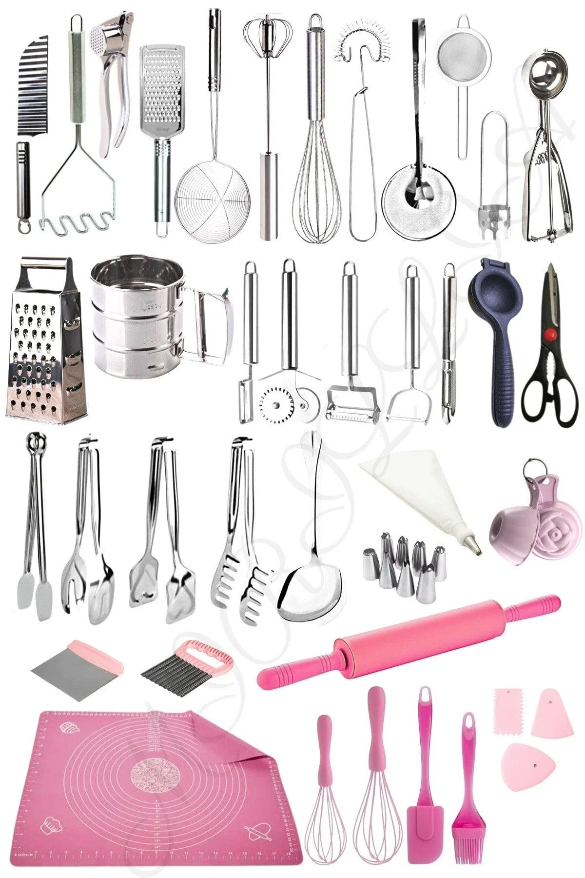 43-piece kitchen utensils set with serving tools