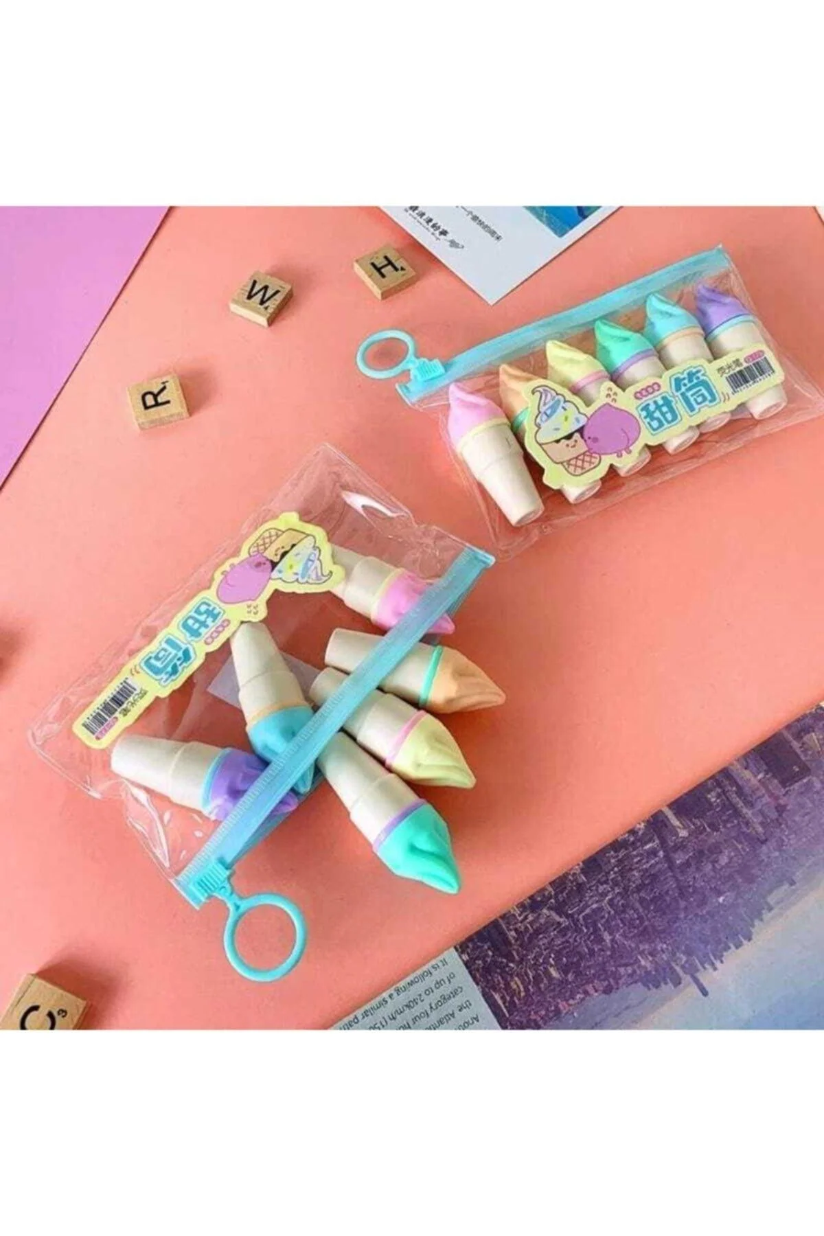 Mini phosphorescent ice cream colored pencils