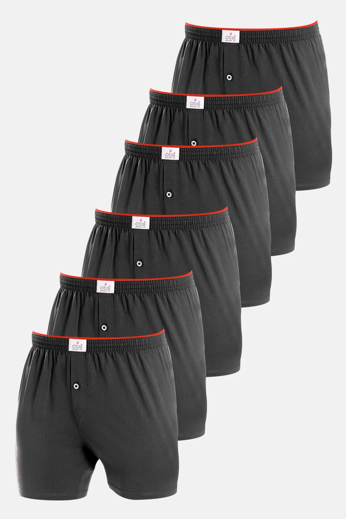 Six-Pack Men's Cotton Boxer Shorts in Black