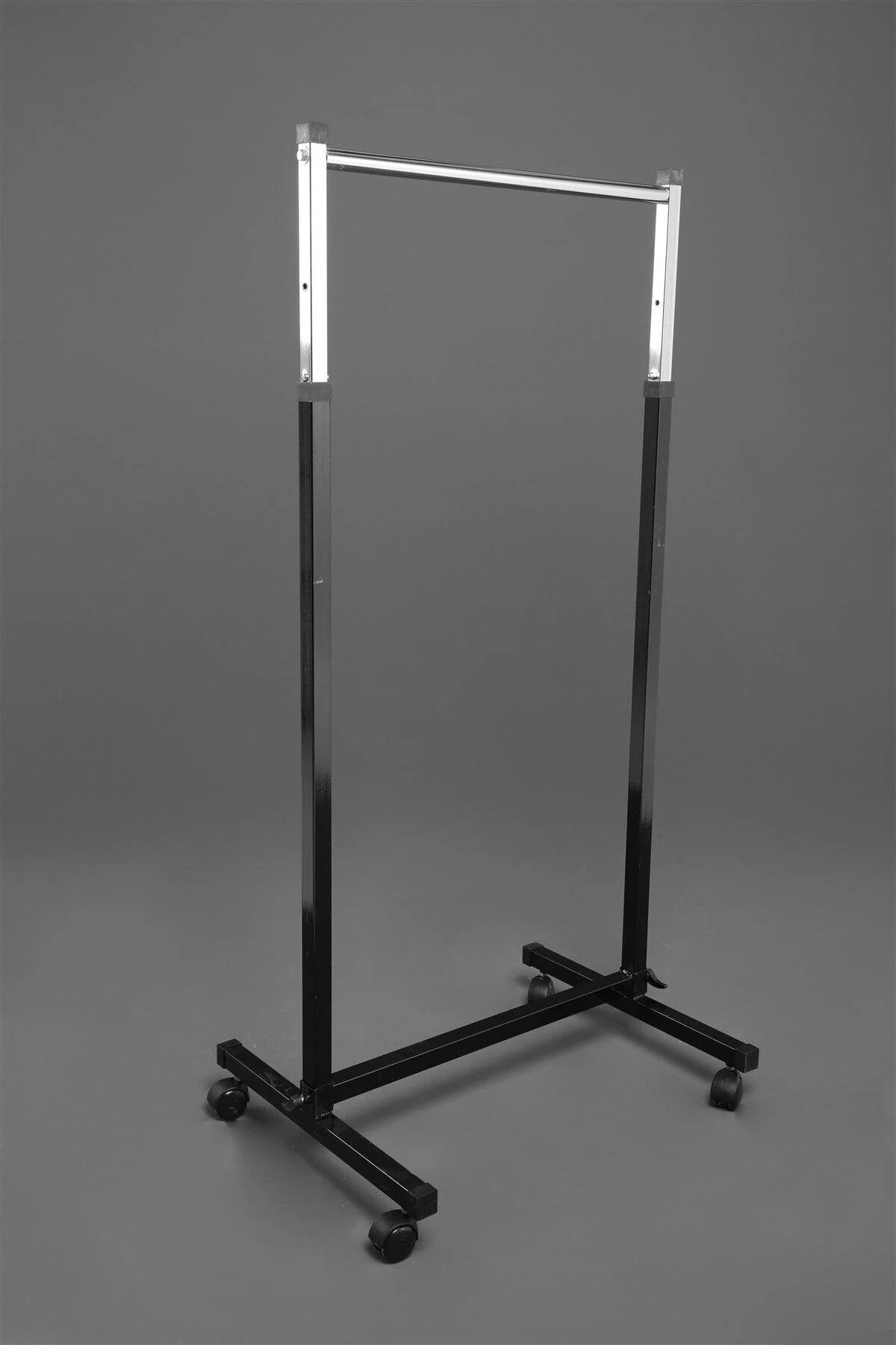 Adjustable single-rod clothing stand with wheels, 60 cm width