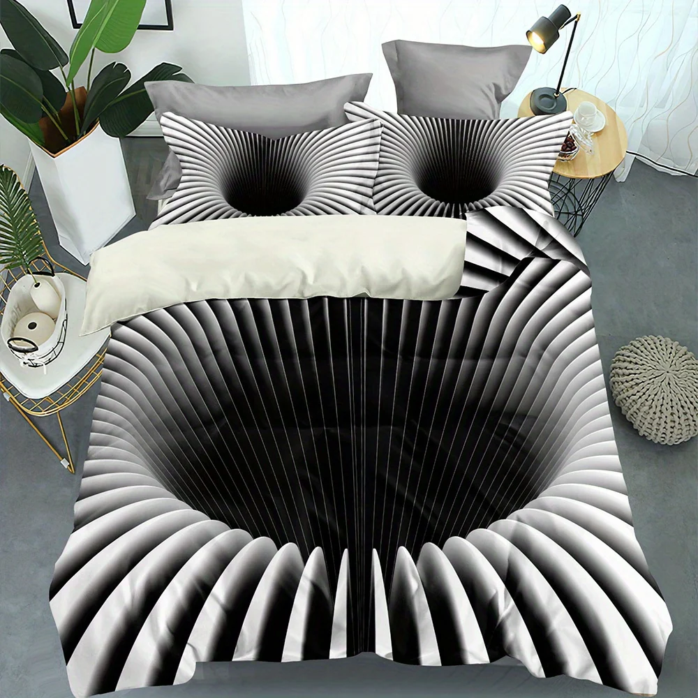 Black and white duvet cover set with modern abstract print