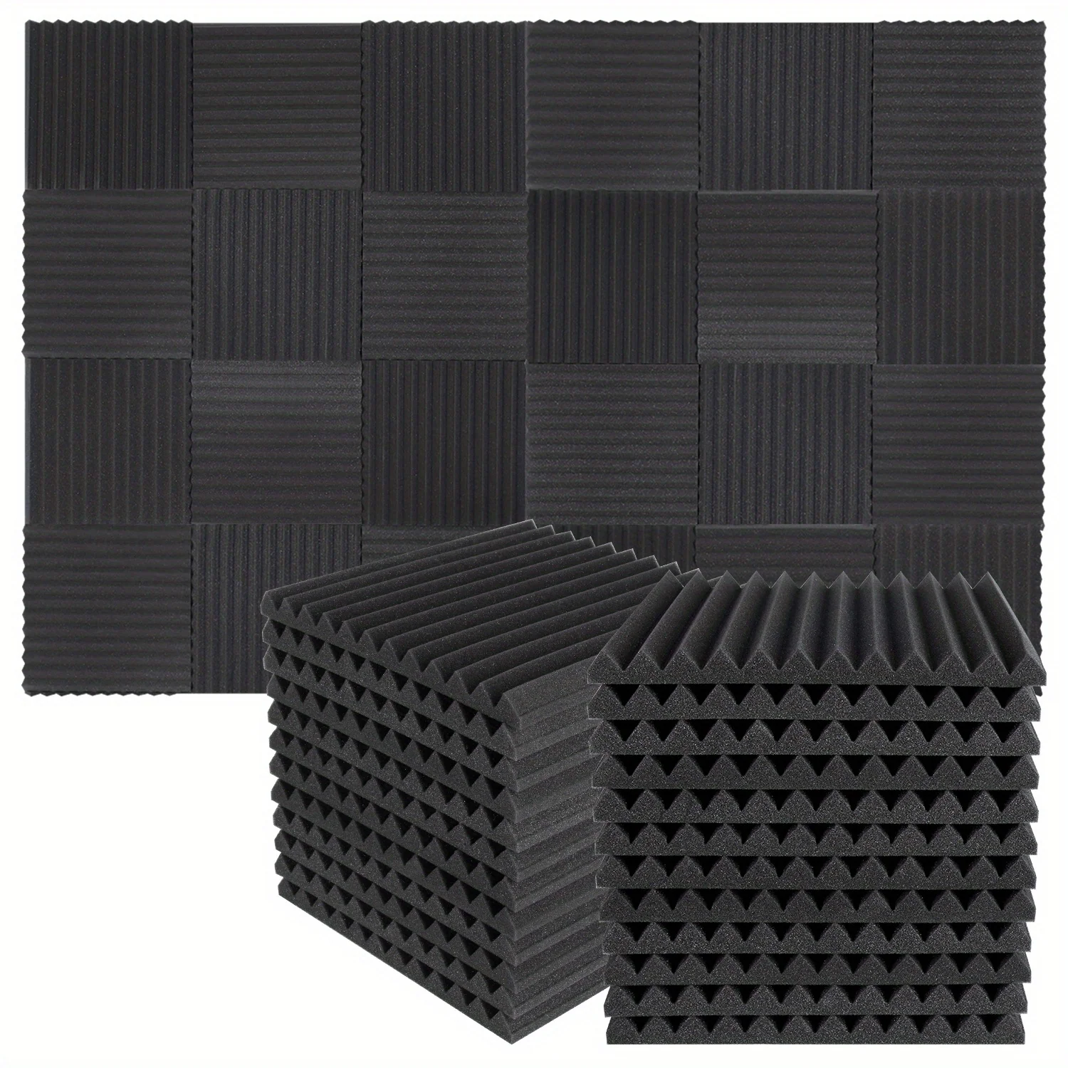 50‑Piece Acoustic Foam Wedge Panels – 1″ × 12″ × 12″, 20 kg/m³ Density, Multi‑Color
