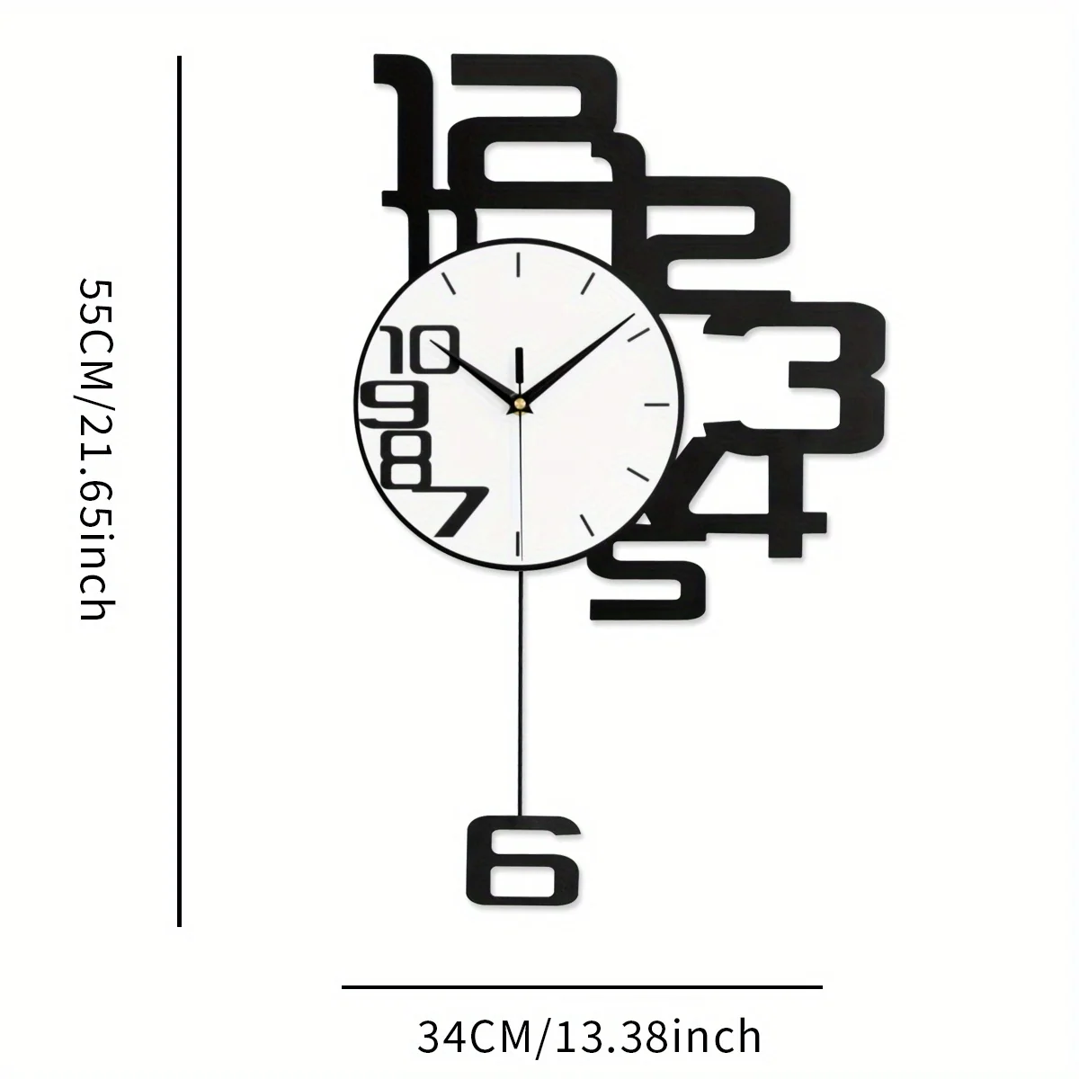 Modern minimalist metal wall clock with digital display and silent operation