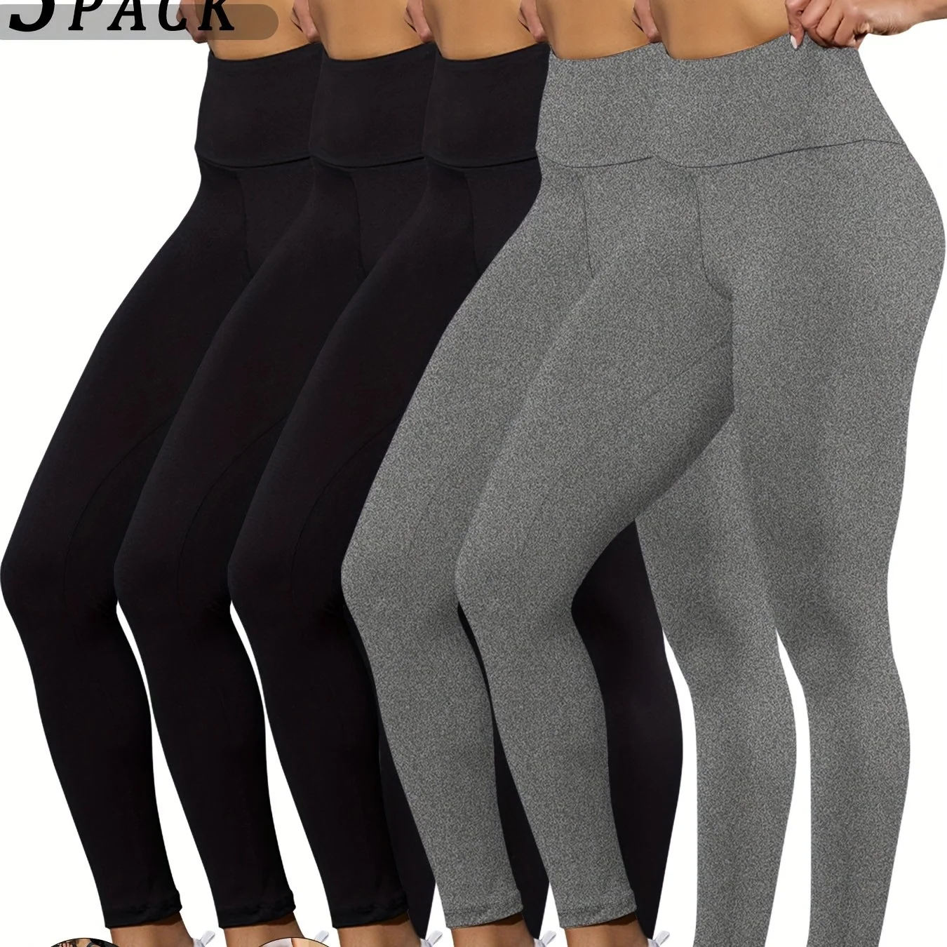 5-Pack High-Waisted Tummy Control Leggings for Women