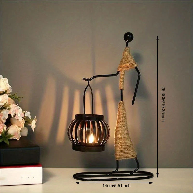 Metal Candle Holder with Lady Character Design for Christmas Decor