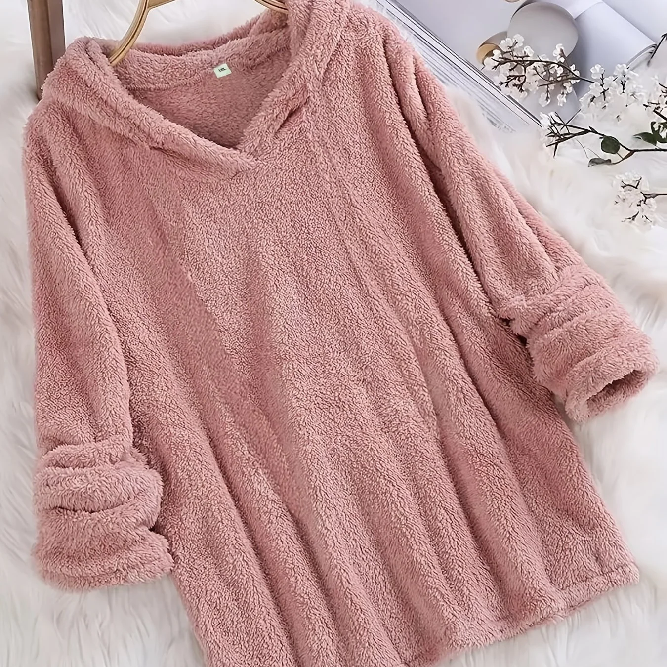 Plus Size Women's Long Sleeve Fleece-Lined Hooded Sweatshirt
