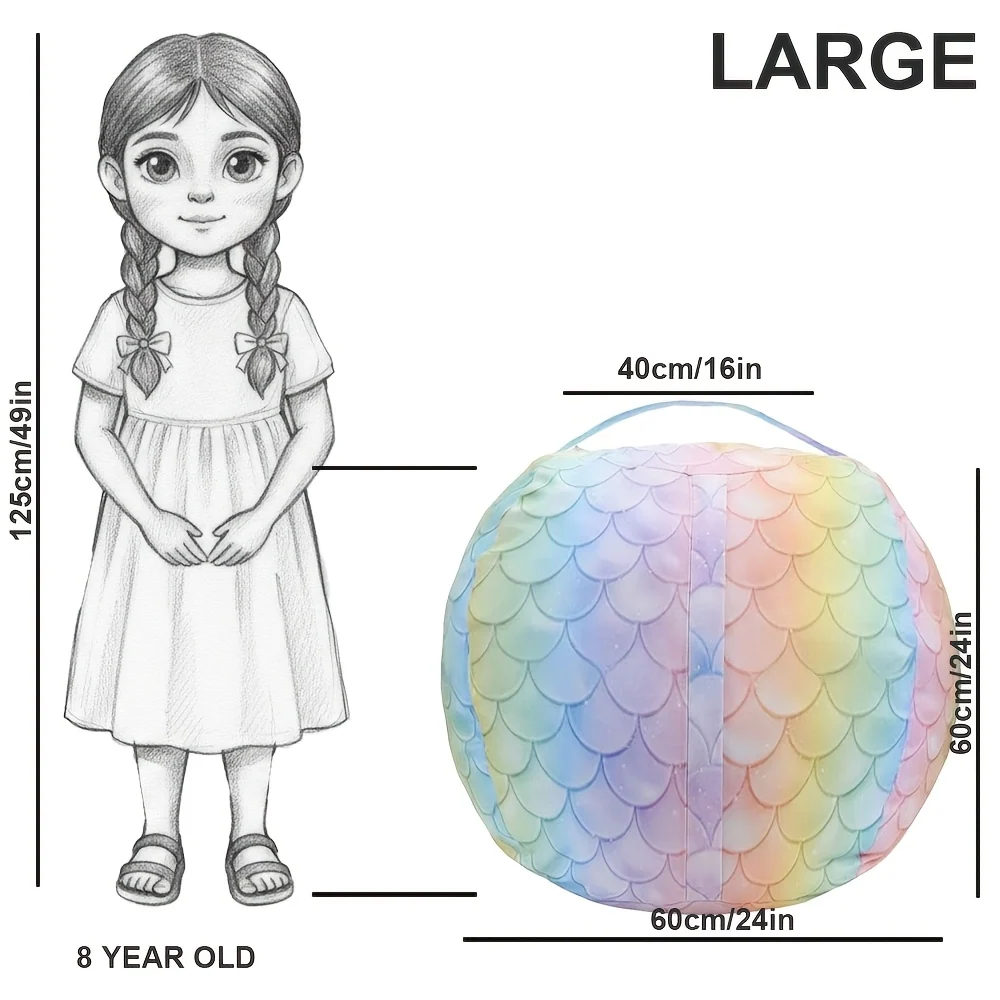 Large removable bean bag chair cover for plush toy storage