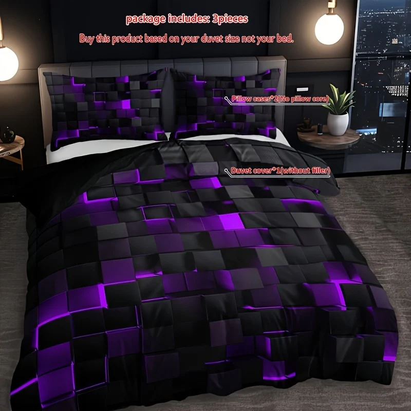 Tech-themed duvet cover set with digital print