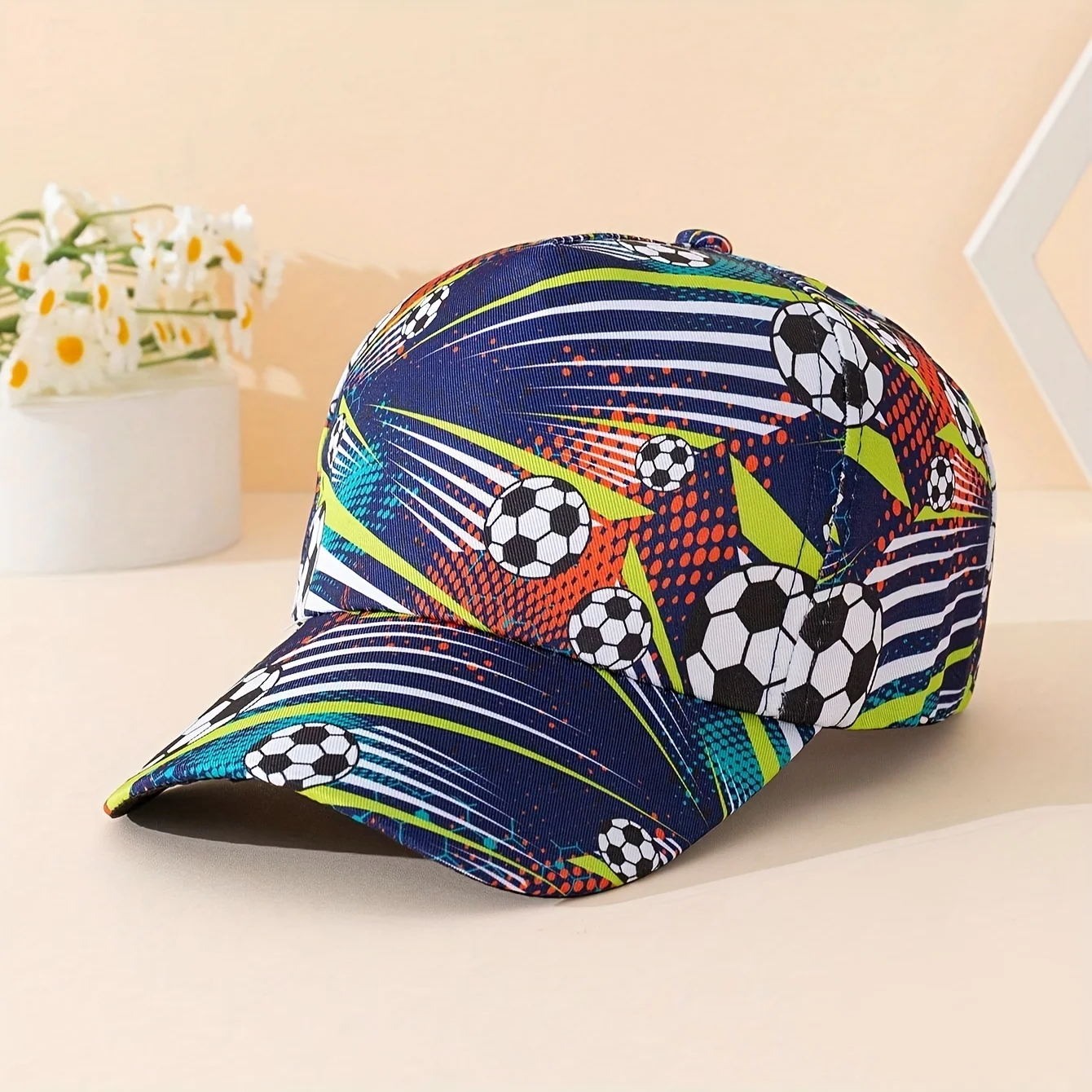 Navy baseball cap with football print for kids