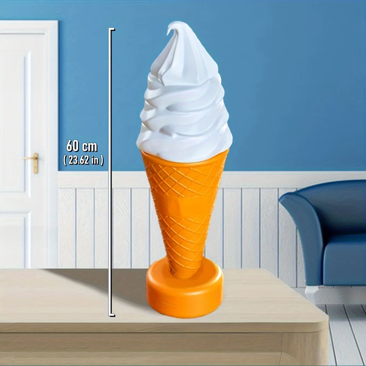 Large Outdoor Plastic Ice Cream Model – 23.6 in, 37.4 in, or 47.2 in (Without Light) – Decorative Advertising Piece for Dessert Shops