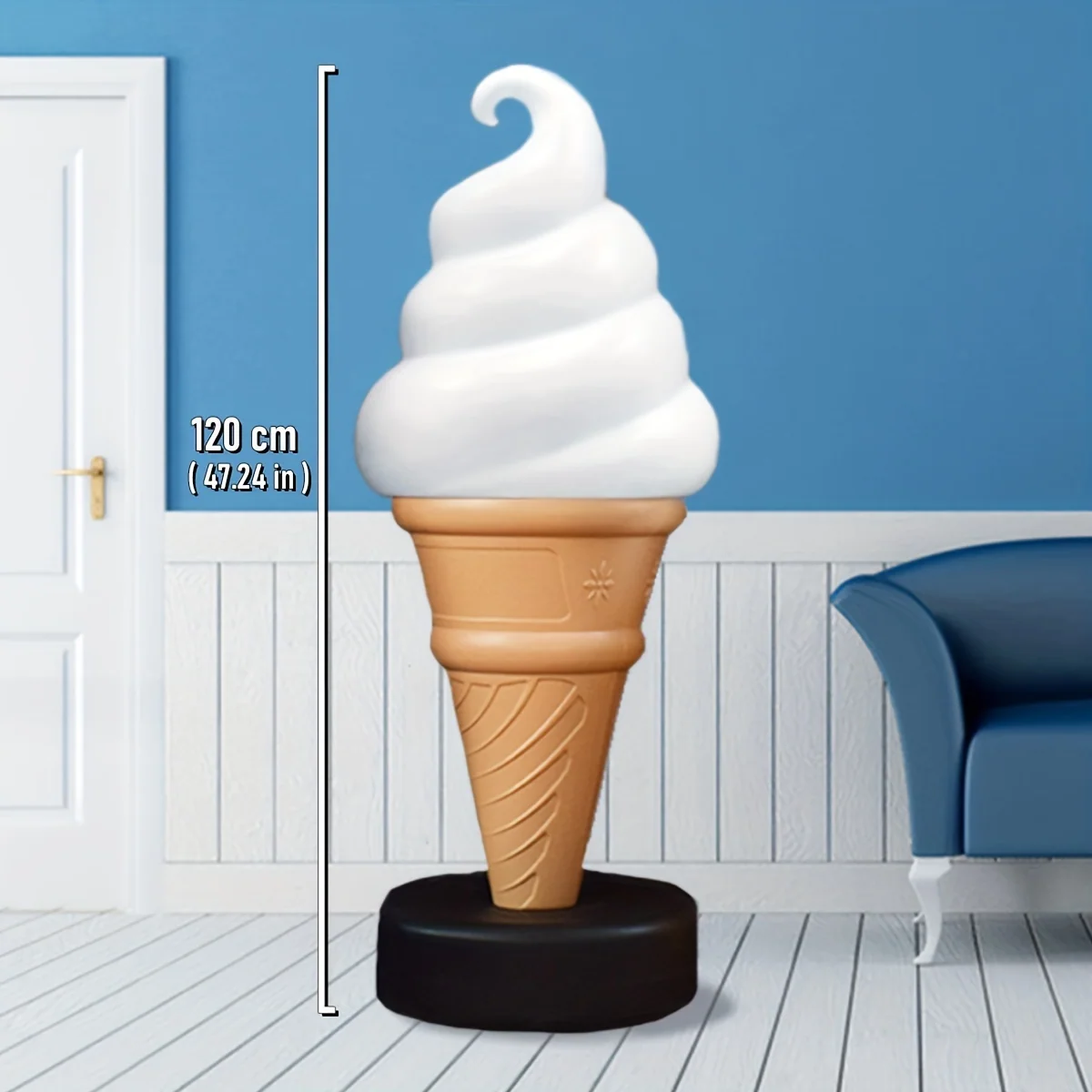 Large Outdoor Plastic Ice Cream Model – 23.6 in, 37.4 in, or 47.2 in (Without Light) – Decorative Advertising Piece for Dessert Shops
