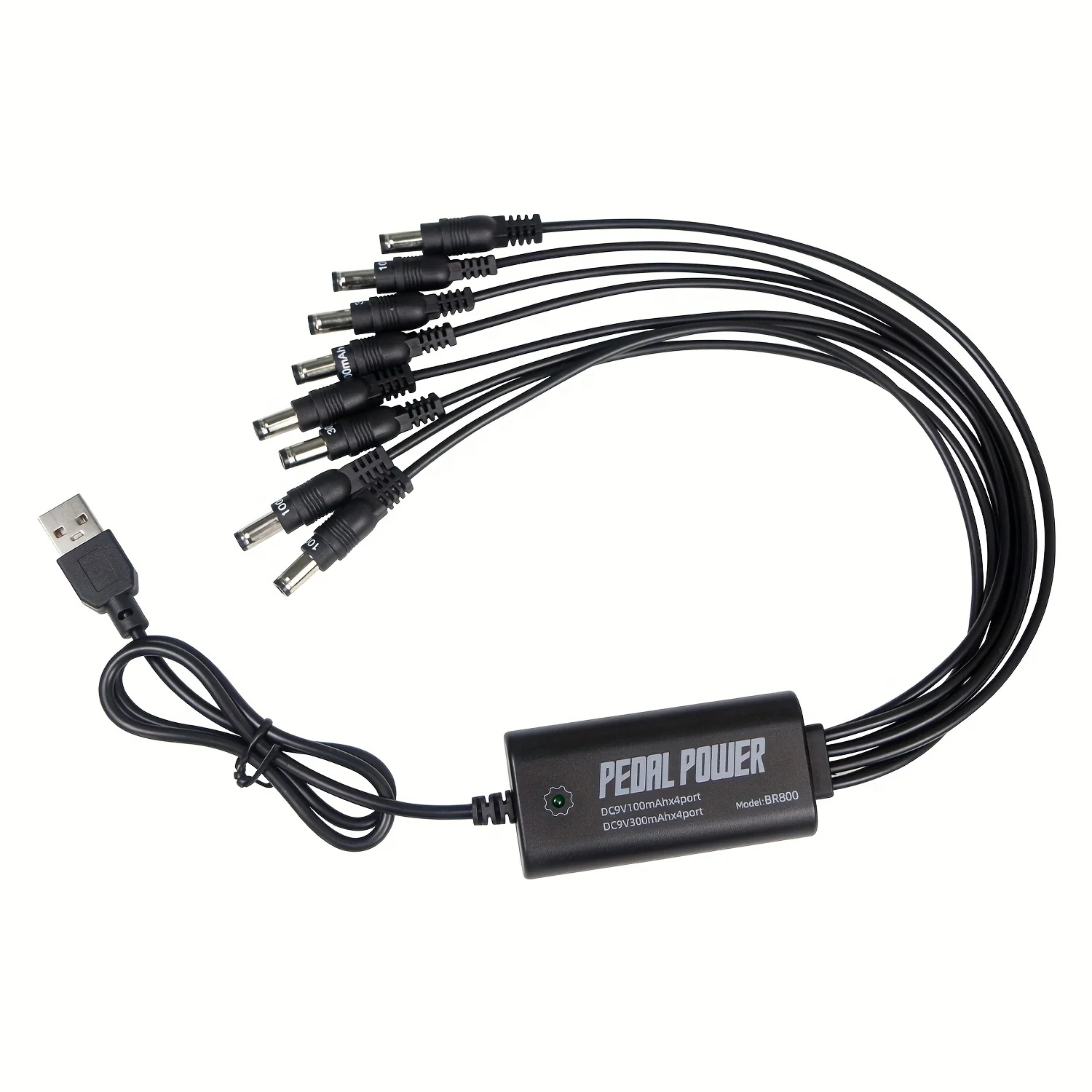 1‑to‑8 Guitar Pedal Power Supply, 9V Isolated DC Output with USB Plug‑In