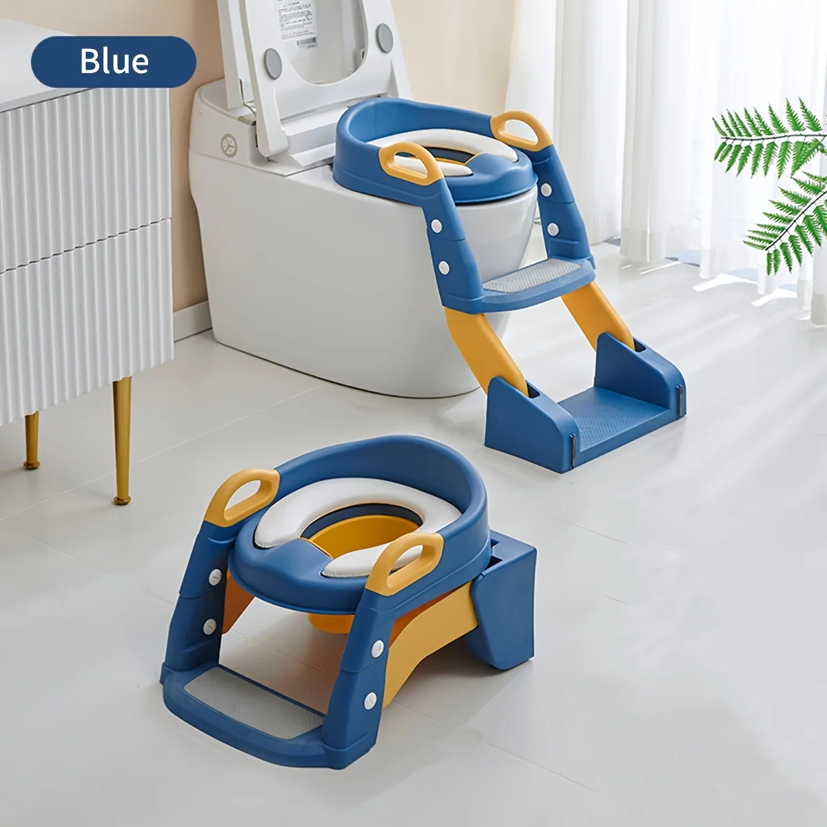 Adjustable Potty Training Seat with Non-Slip Step Stool Ladder, Handles and Splash Guard