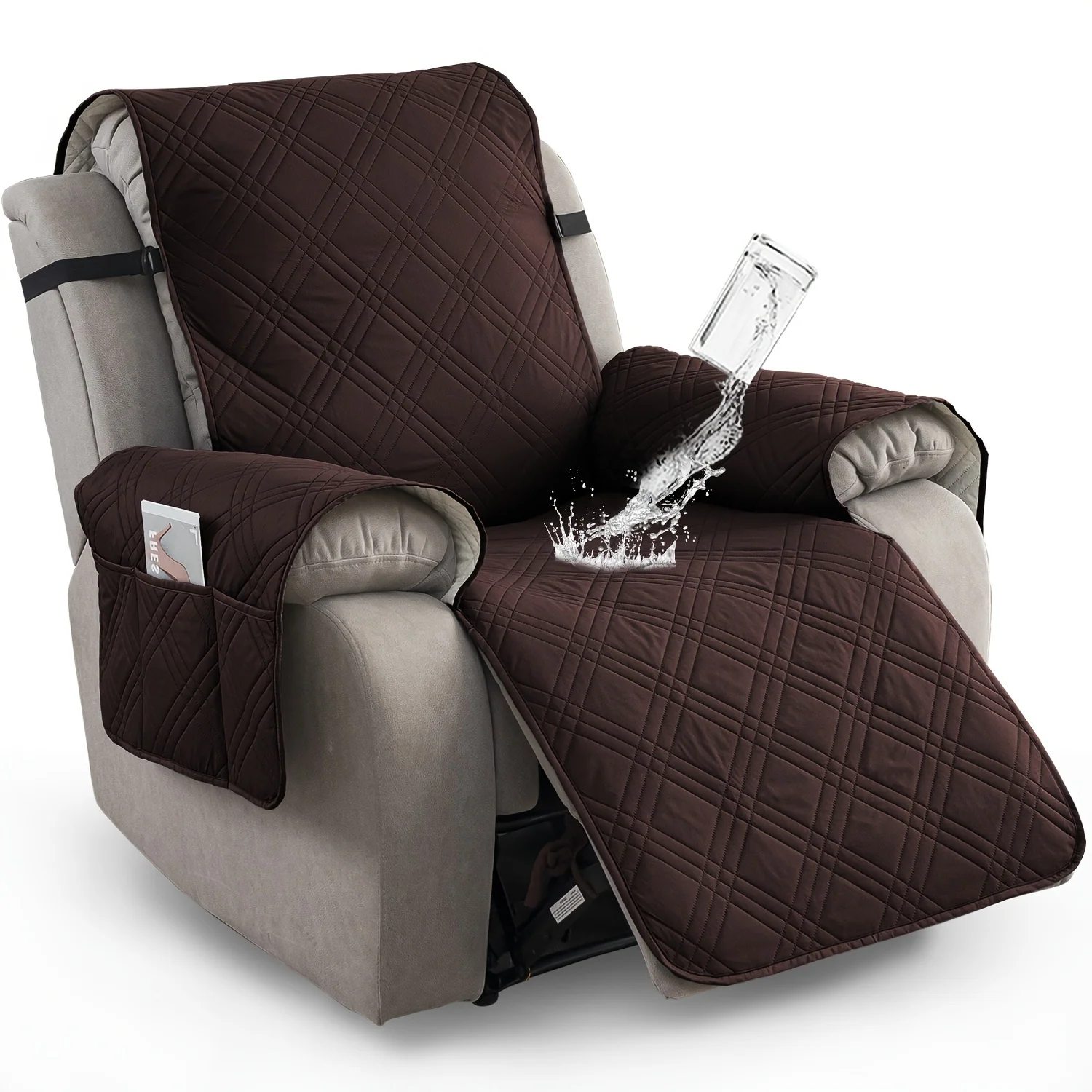 Waterproof Recliner Chair Cover with Side Pocket and Pet Scratch Resistance