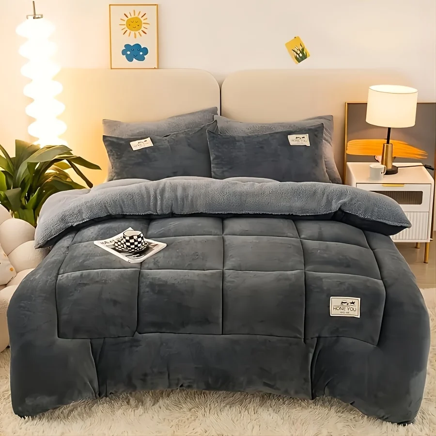 Velvet Quilt with Filling and Cover, Machine Washable