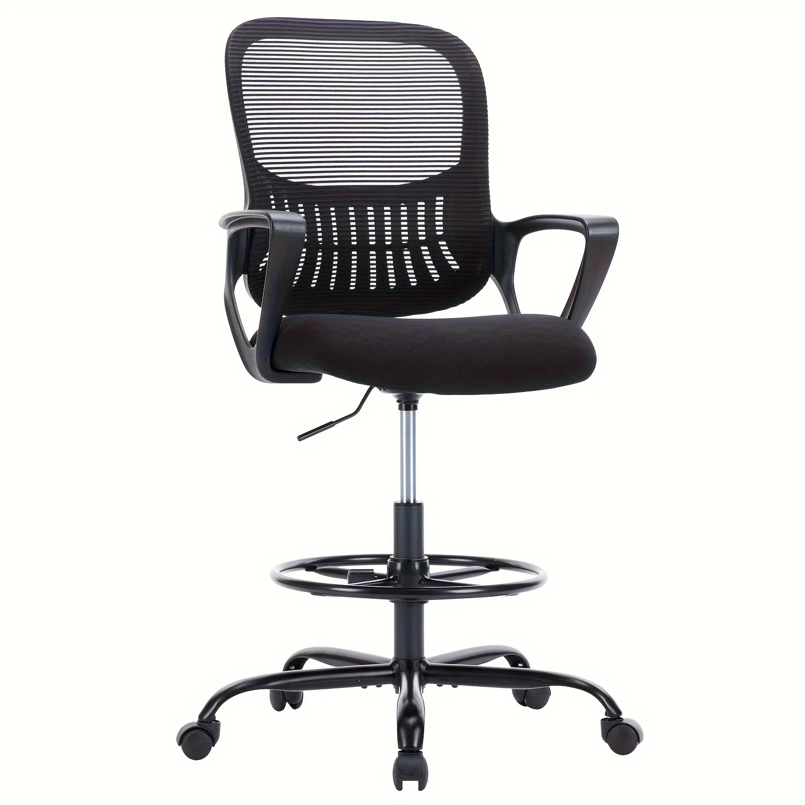 Adjustable Ergonomic Office Chair with Thick Cushioned Seat and Foot Ring