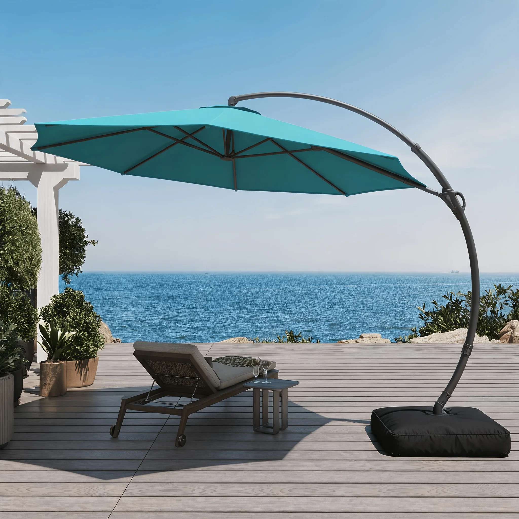 11ft cantilever outdoor patio umbrella with 360-degree rotation