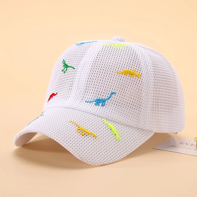 Breathable dinosaur embroidered mesh baseball cap for kids