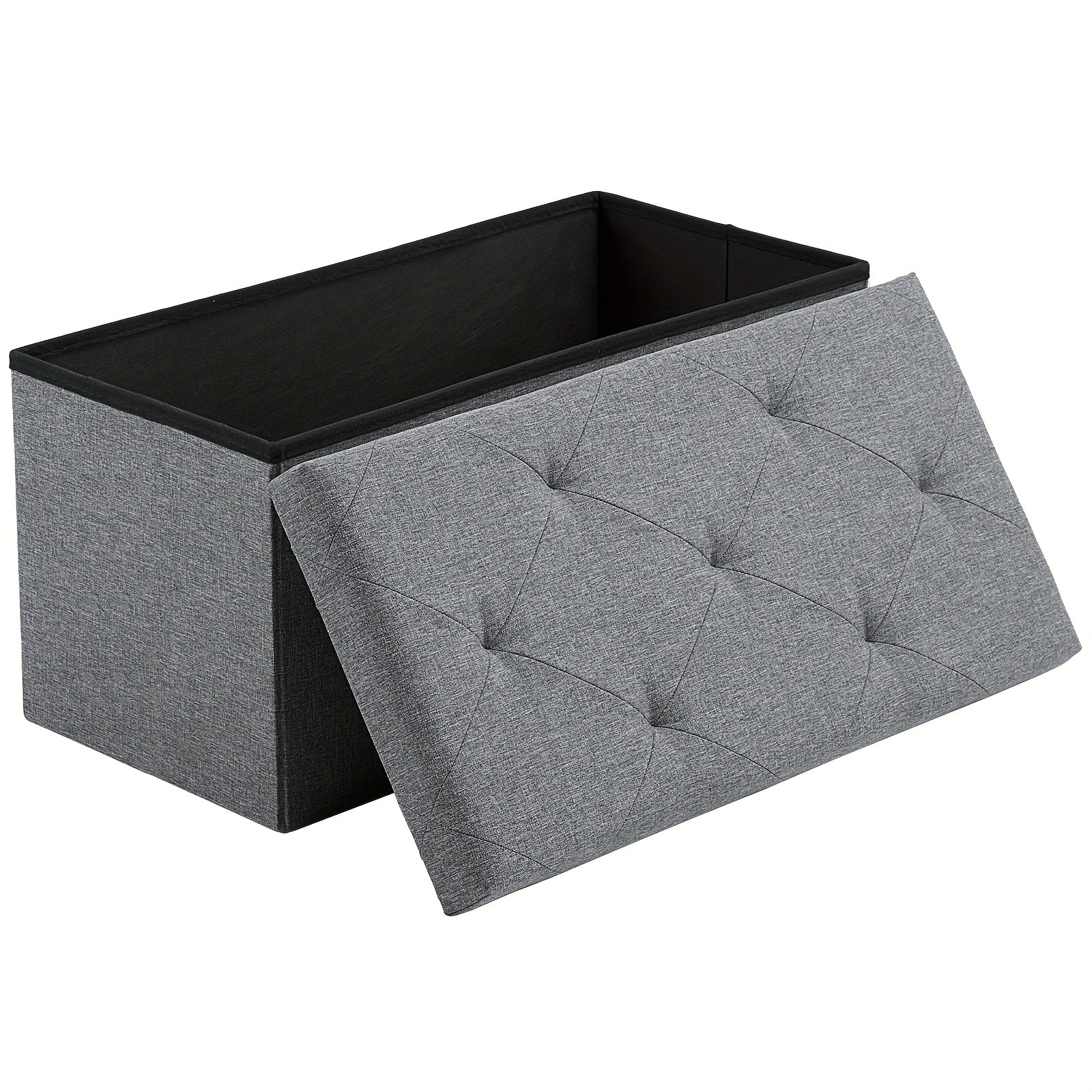 Storage ottoman bench with padded seat and folding design