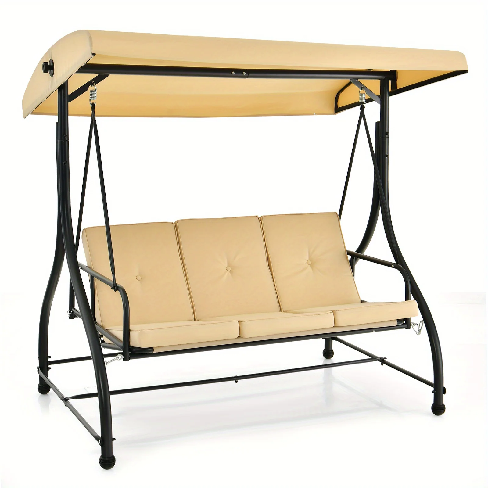 3-seat outdoor converting patio swing glider with adjustable canopy