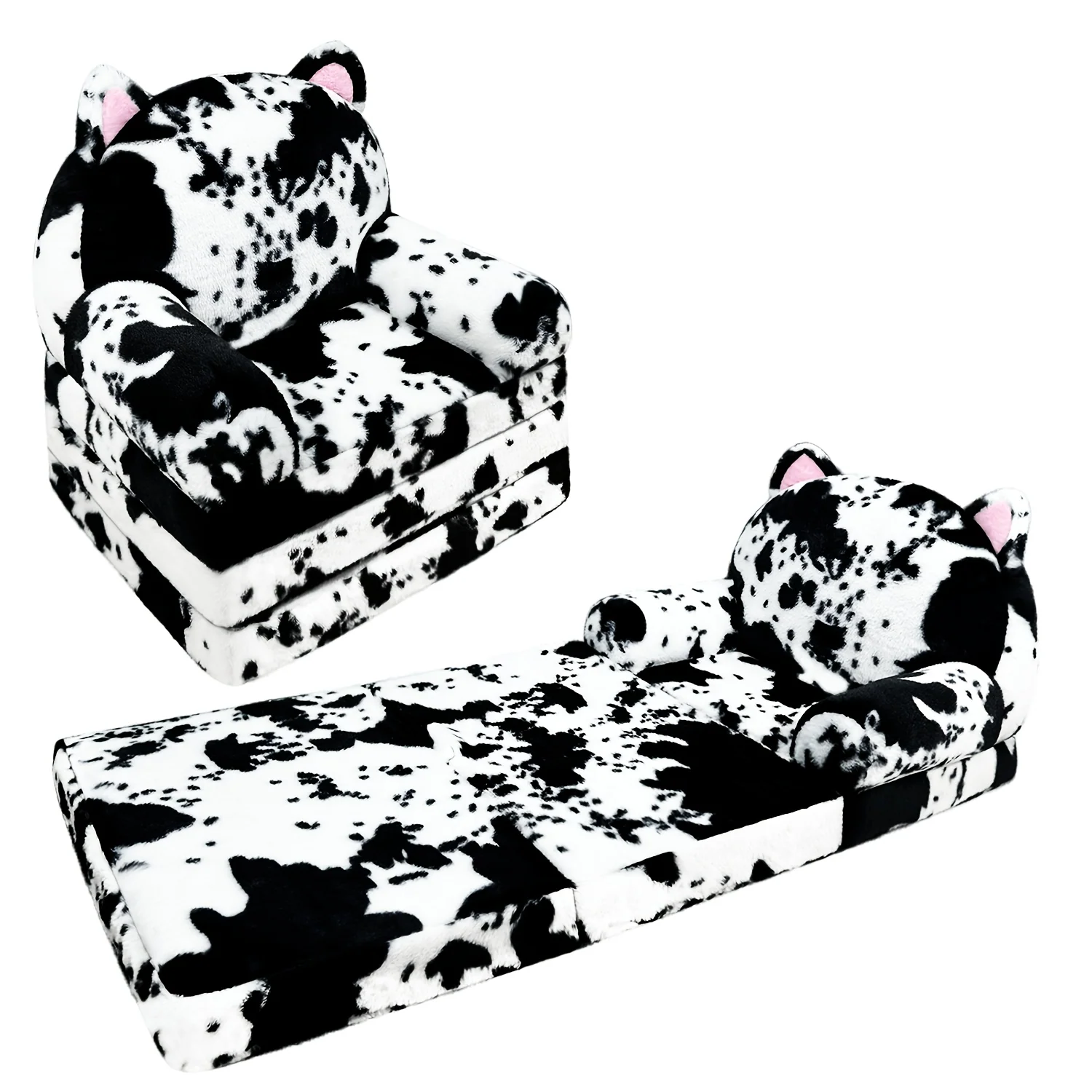 Milk cow pattern foldable kids sofa chair with washable cover