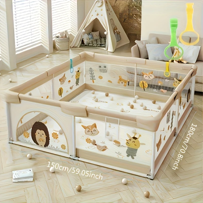 Baby Playpen with Secure Gate and Non-Slip Base