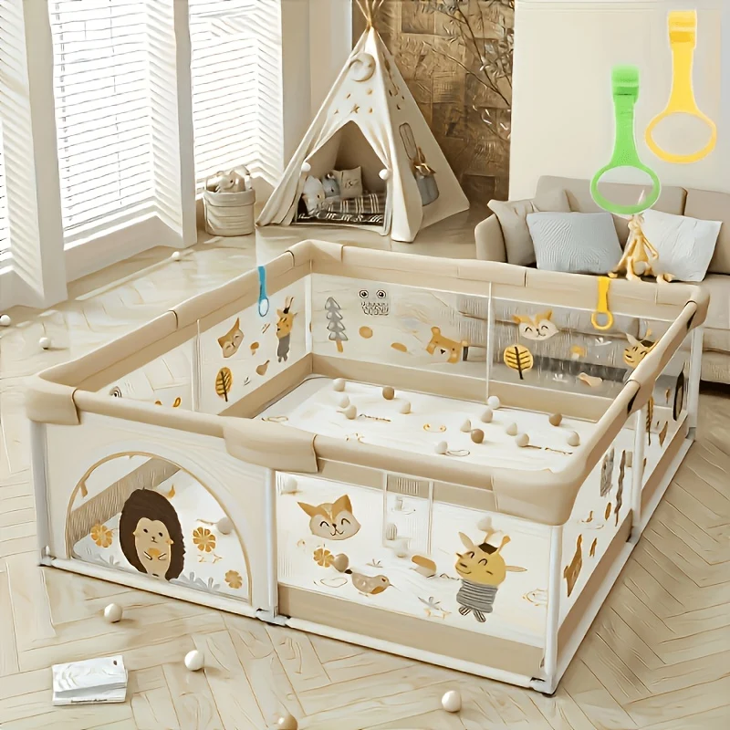 Baby Playpen with Secure Gate and Non-Slip Base