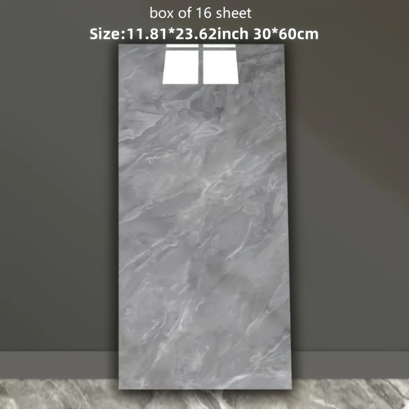 16-pack glossy marble pattern vinyl wall stickers