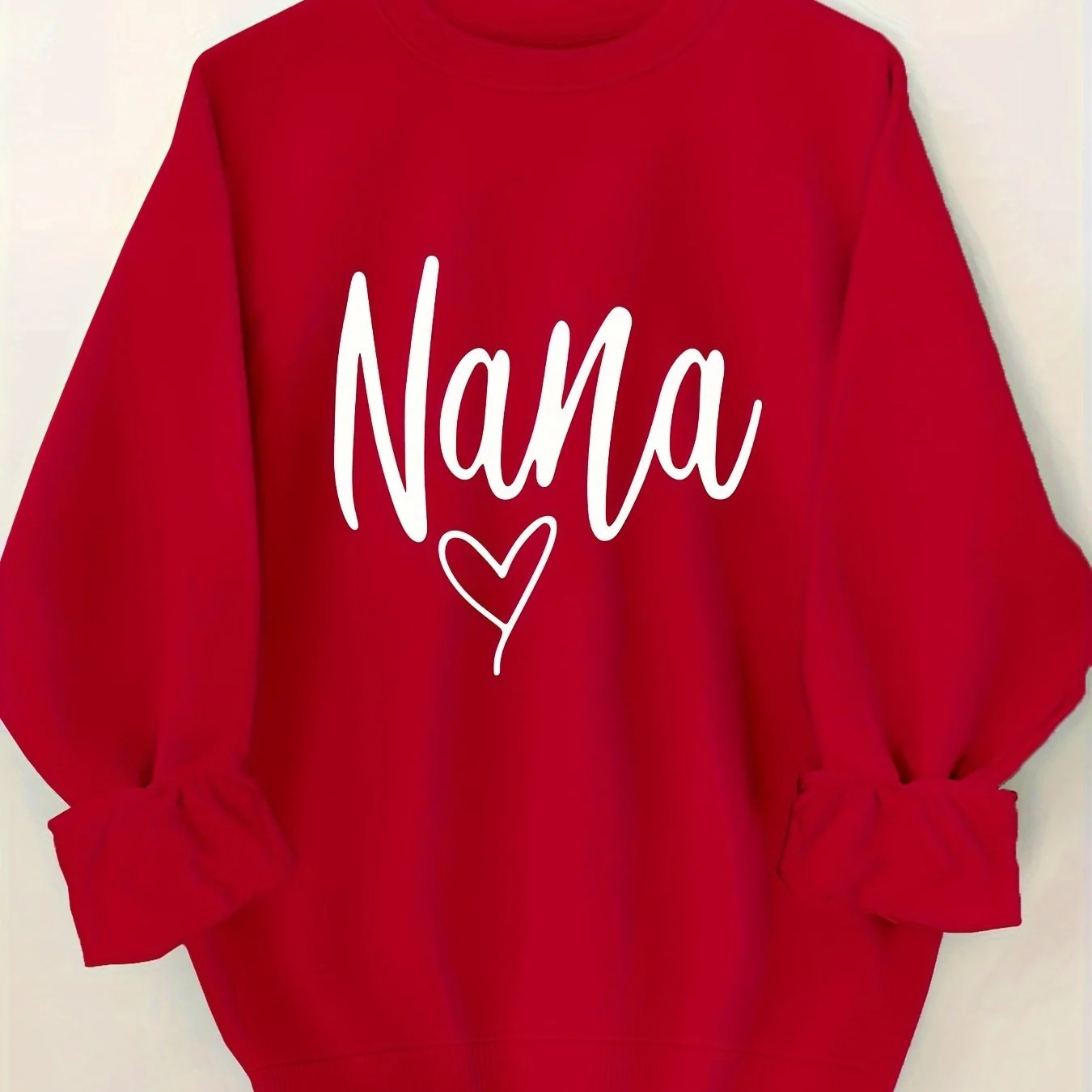 Plus size cotton-blend letter print sweatshirt